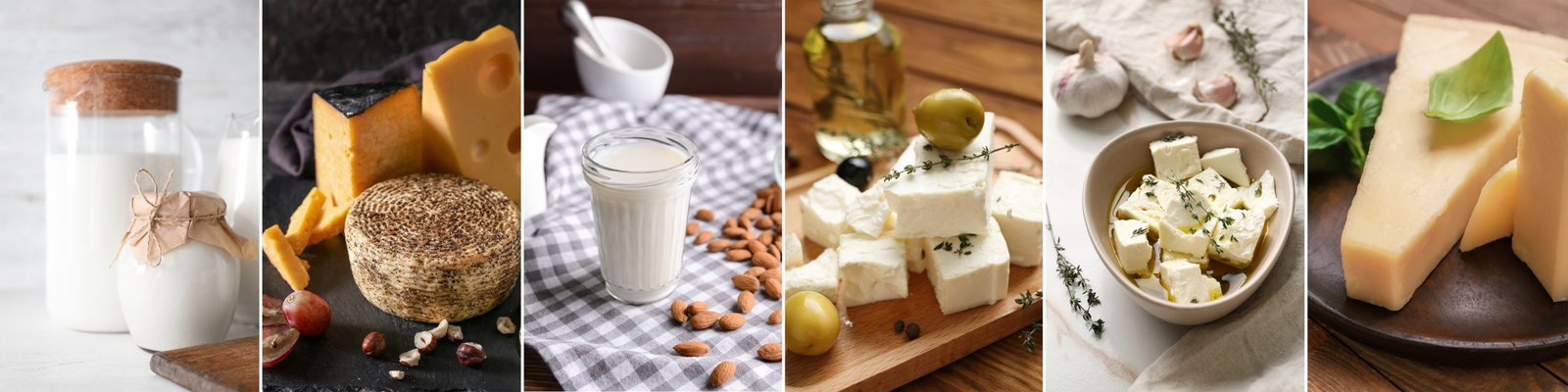 Collage Of Tasty Dairy Products On Table dairy products milk cheese butter cream